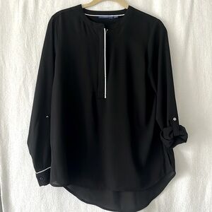 Apt. 9 black blouse with white trim, size S